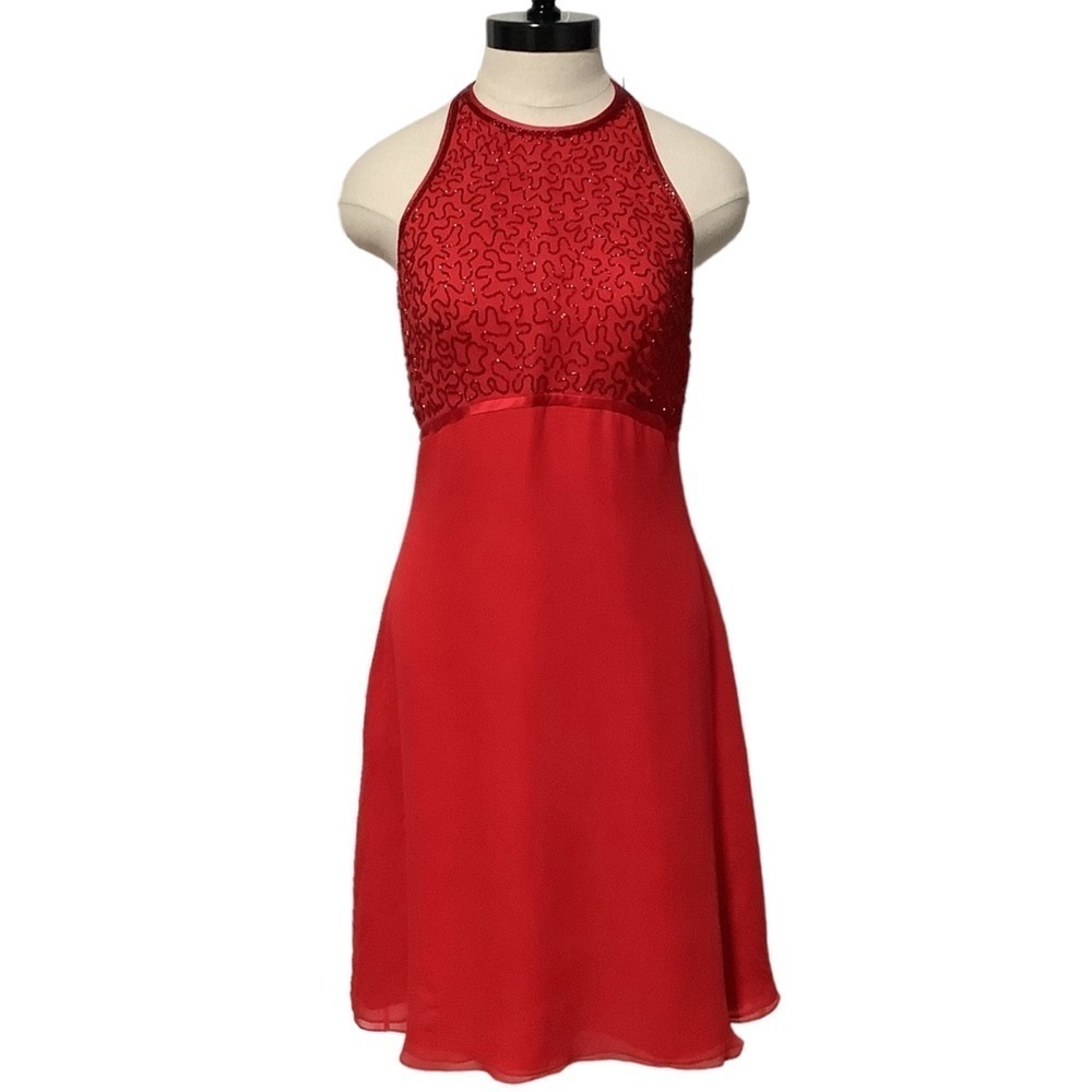 ALYCE DESIGNS Vintage Silk Beaded Cocktail Dress - Size 8